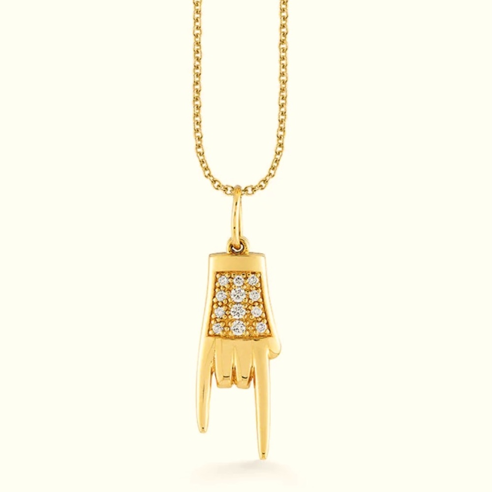 Sydney Evan Gold & Diamond Small Mano Cornuto (Horn Hand)Charm